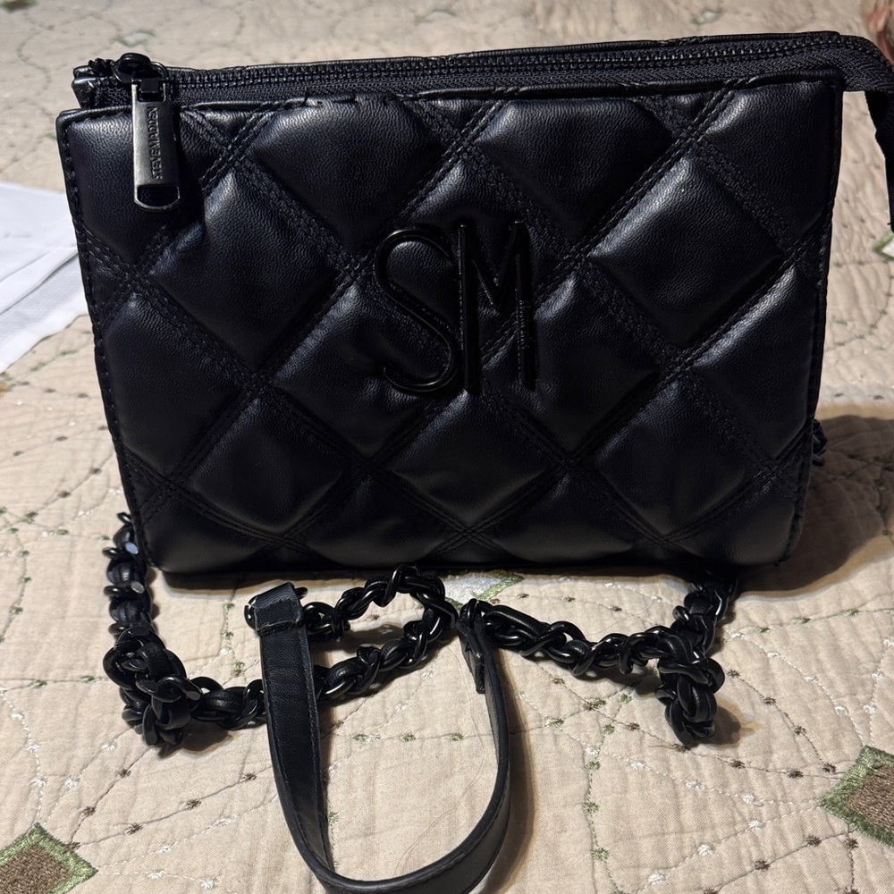 Stylish Black Quilted Clutch with Chain Strap